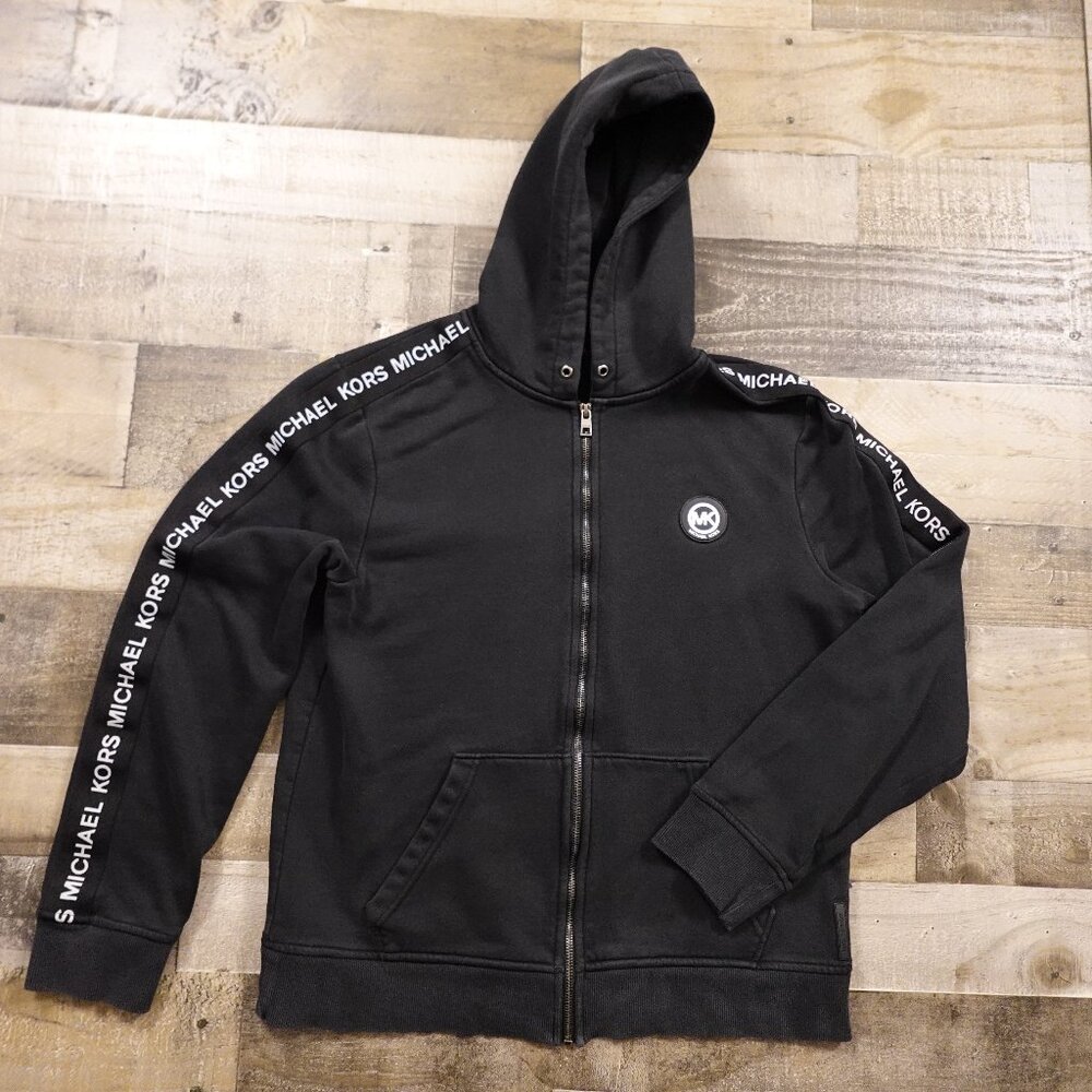 Michael Kors Full-Zip Logo Hoodie Men’s Size‎ Large Black Slim Fit